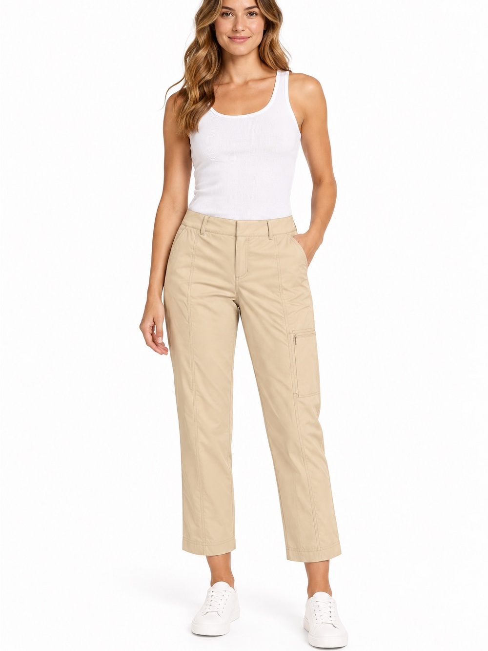 Kirkland Signature Cropped Travelers Pants in Beige